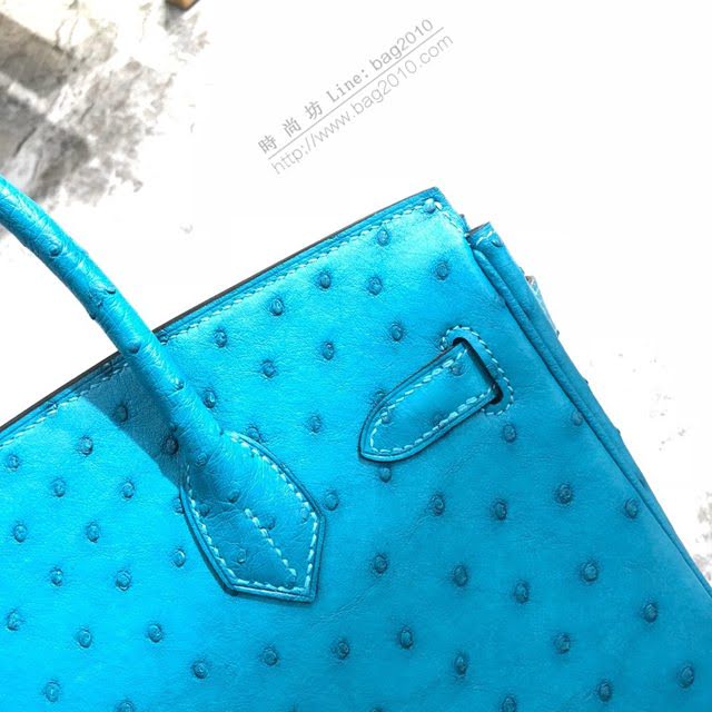 Hermes女包 愛馬仕Birkin30cm Hermes鉑金包 進口k級鴕鳥皮 手工蠟線縫製 Hermes鴕鳥皮手提女包  am1982